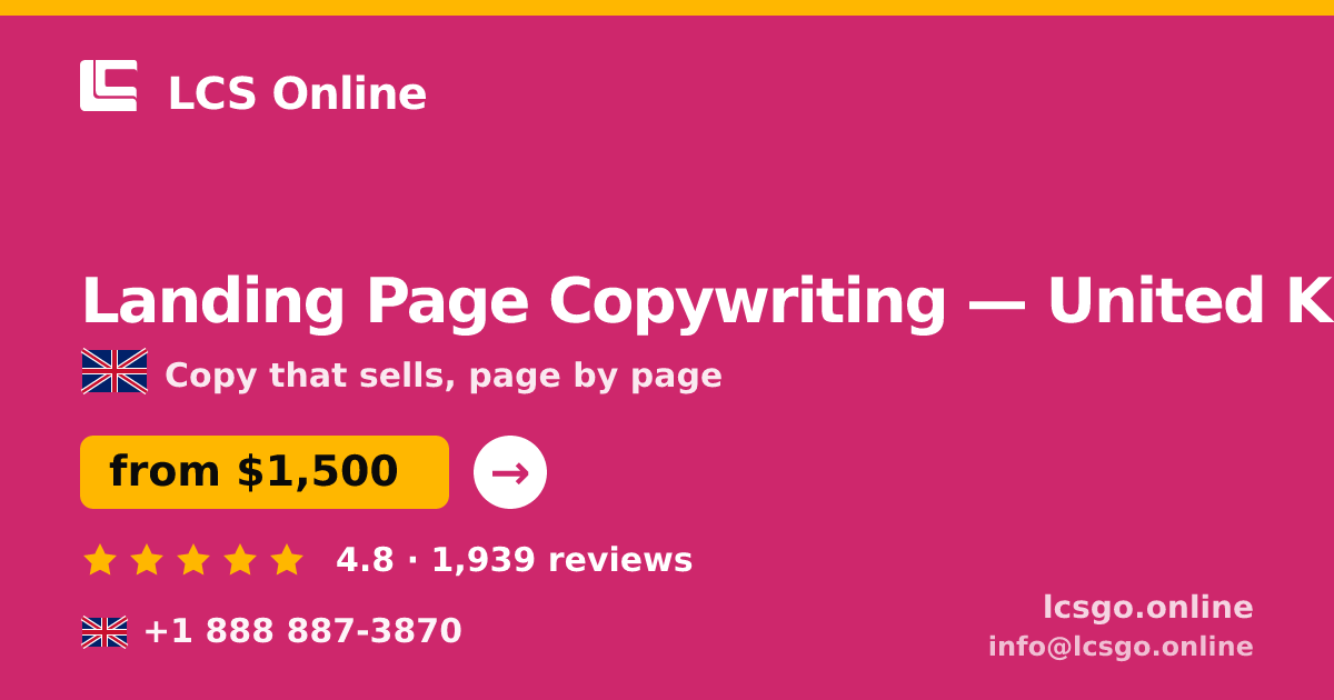 Landing Page Copywriting in Edinburgh — from $1,700, rated 4.6/5 by 1316 clients. LCS Online.