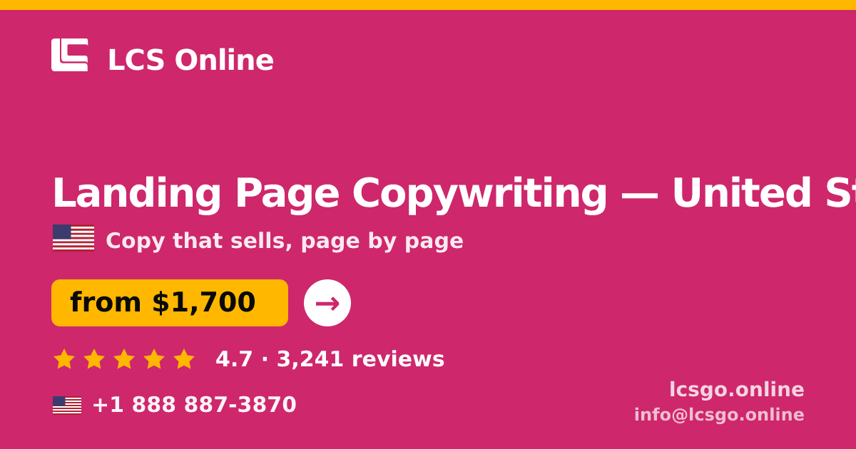 Landing Page Copywriting in United States — from $1,700, rated 4.7/5 by 3241 clients. LCS Online.
