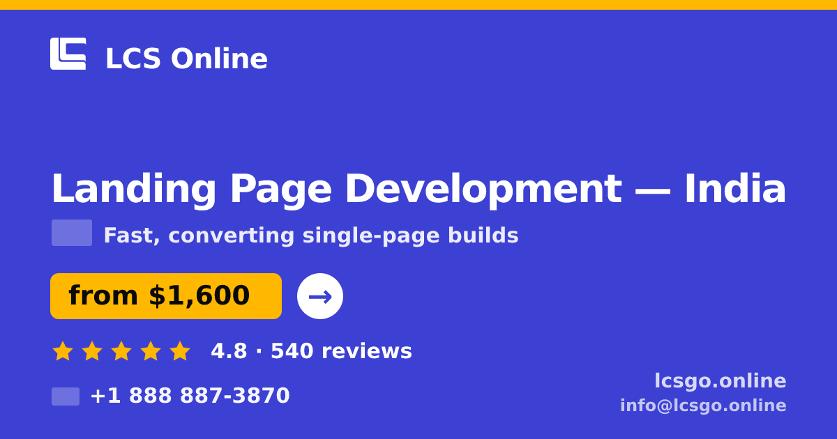 Landing Page Development in Bangalore — from $1,400, rated 4.6/5 by 948 clients. LCS Online.