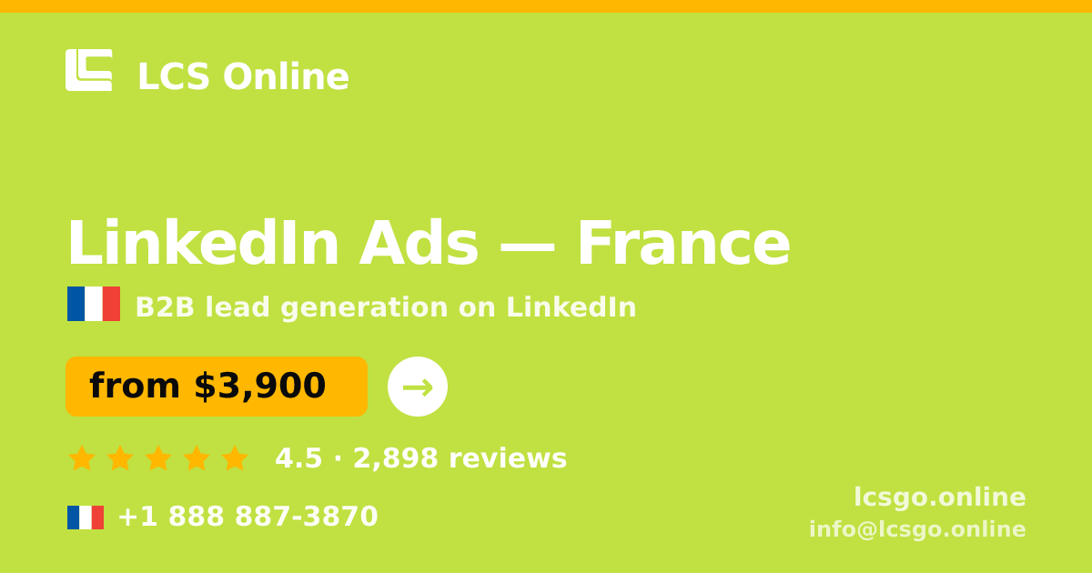 LinkedIn Ads in France — from $3,900/mo, rated 4.5/5 by 2898 clients. LCS Online.