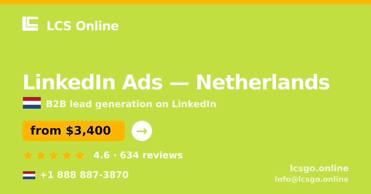 LinkedIn Ads in The Hague — from $3,500/mo, rated 4.5/5 by 726 clients. LCS Online.