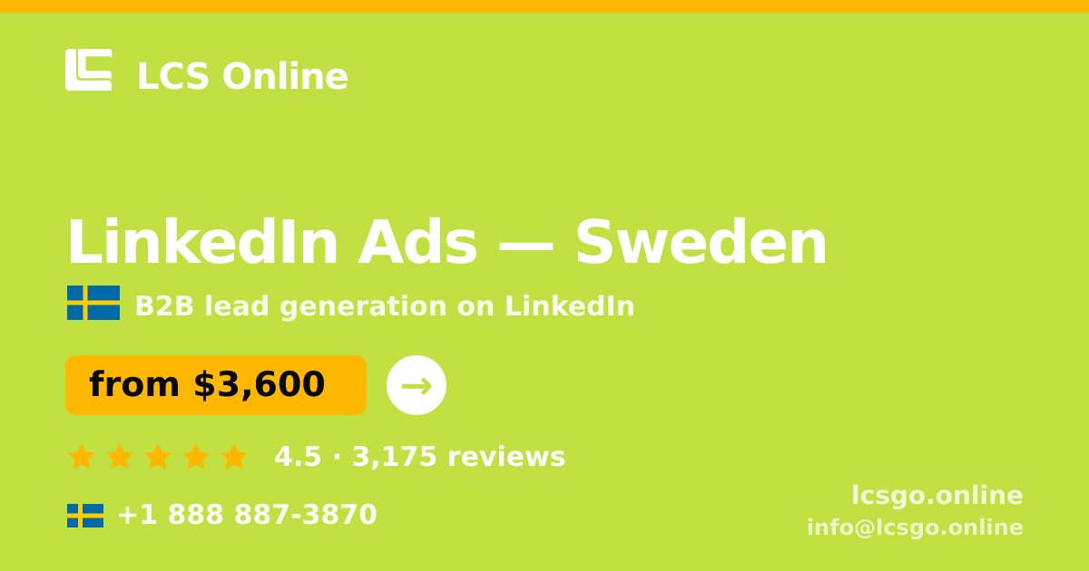 LinkedIn Ads in Gothenburg — from $3,500/mo, rated 4.7/5 by 2897 clients. LCS Online.