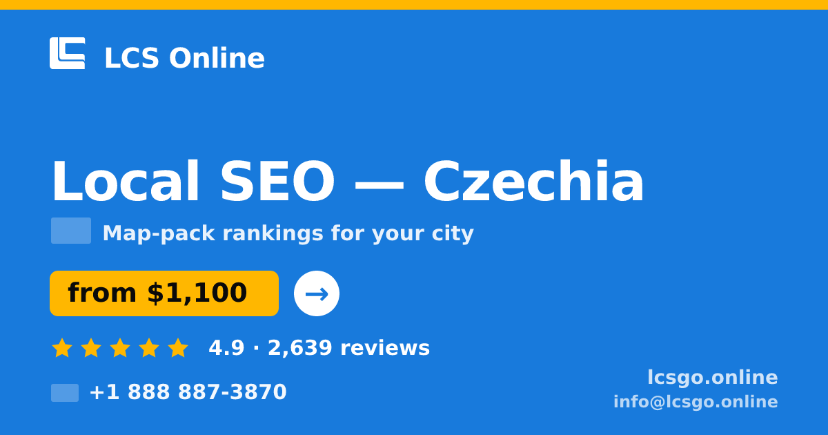 Local SEO in Czechia — from $1,100/mo, rated 4.9/5 by 2639 clients. LCS Online.