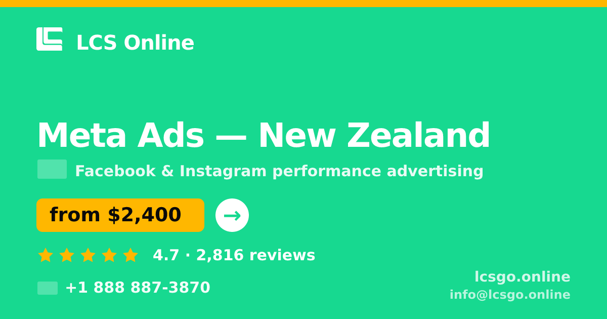 Meta Ads in Christchurch — from $2,900/mo, rated 4.6/5 by 2586 clients. LCS Online.
