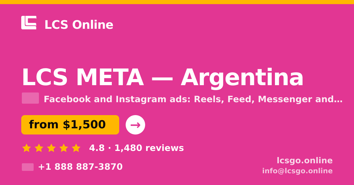 LCS META in Argentina — from $1,500/mo, rated 4.8/5 by 1480 clients. LCS Online.