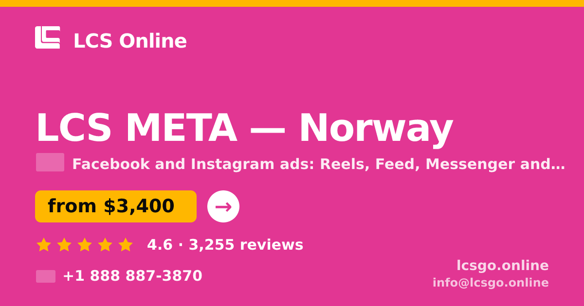 LCS META in Norway — from $3,400/mo, rated 4.6/5 by 3255 clients. LCS Online.