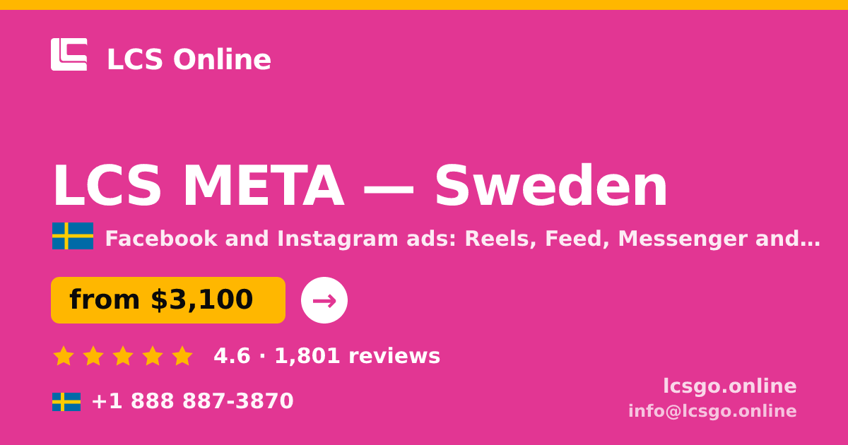 LCS META in Malmö — from $3,300/mo, rated 4.5/5 by 1510 clients. LCS Online.