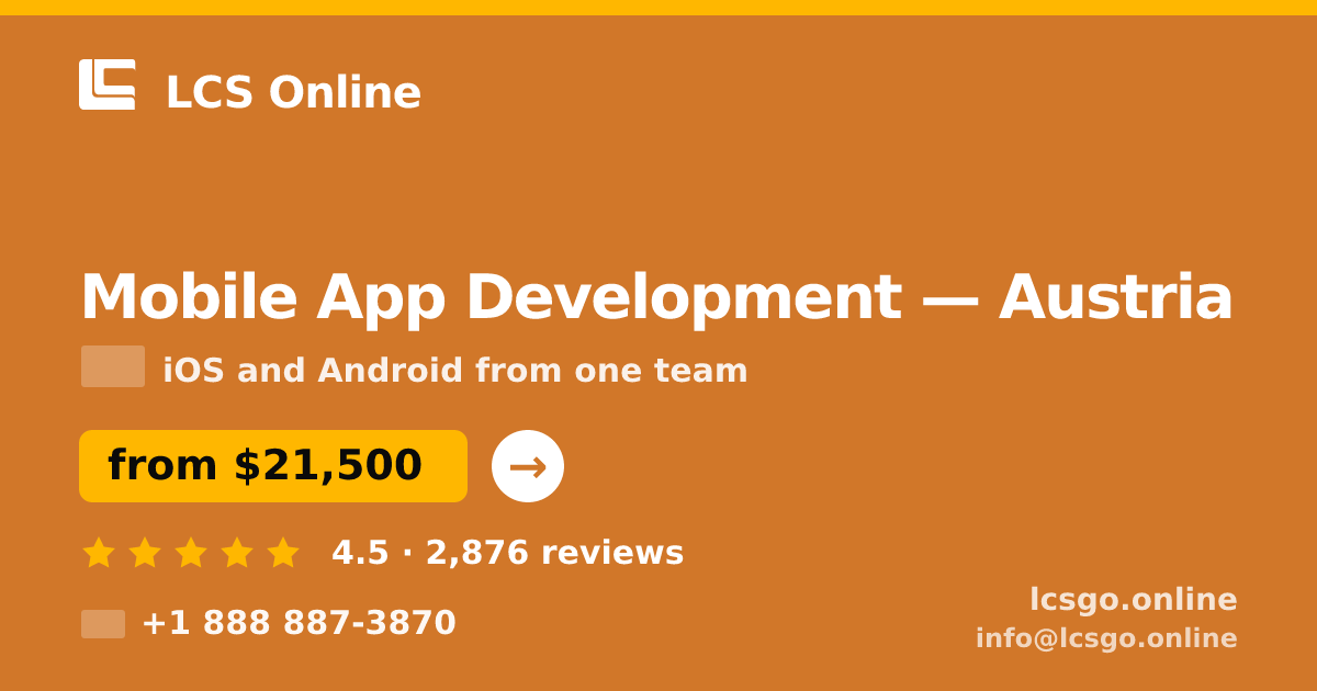 Mobile App Development in Graz — from $22,000, rated 4.7/5 by 1341 clients. LCS Online.