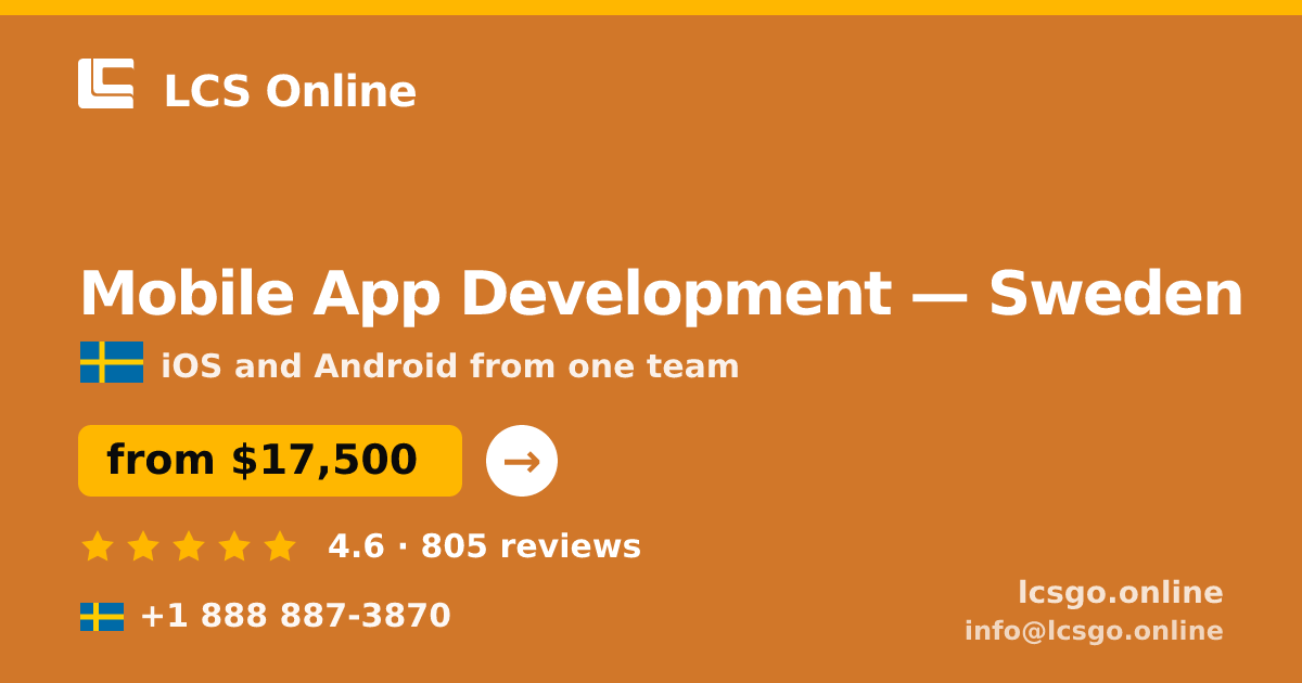 Mobile App Development in Malmö — from $23,500, rated 4.8/5 by 771 clients. LCS Online.