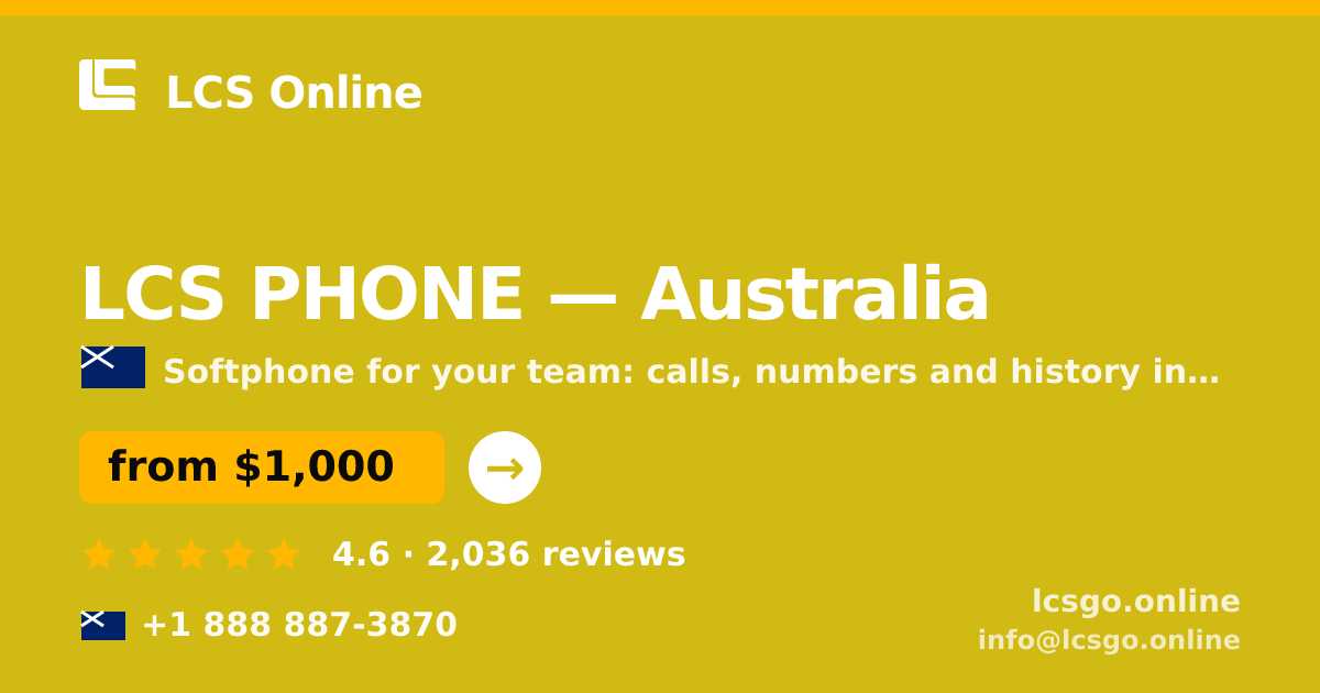 LCS PHONE in Australia — from $1,000/mo, rated 4.6/5 by 2036 clients. LCS Online.