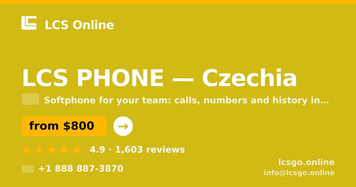 LCS PHONE in Czechia — from $800/mo, rated 4.9/5 by 1603 clients. LCS Online.