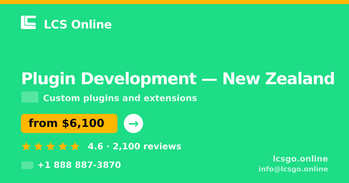 Plugin Development in Christchurch — from $6,900, rated 4.9/5 by 526 clients. LCS Online.