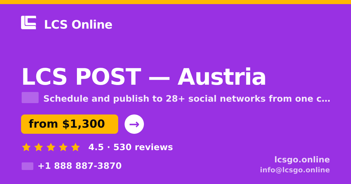 LCS POST in Austria — from $1,300/mo, rated 4.5/5 by 530 clients. LCS Online.