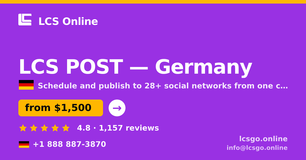 LCS POST in Germany — from $1,500/mo, rated 4.8/5 by 1157 clients. LCS Online.