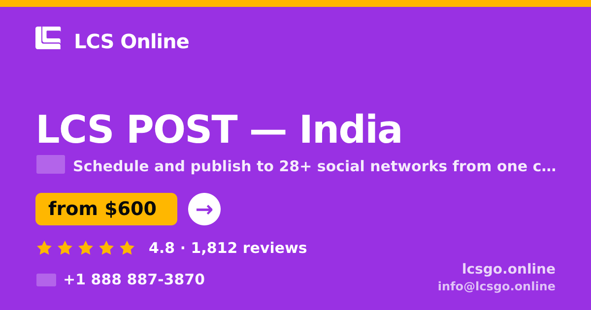 LCS POST in India — from $600/mo, rated 4.8/5 by 1812 clients. LCS Online.
