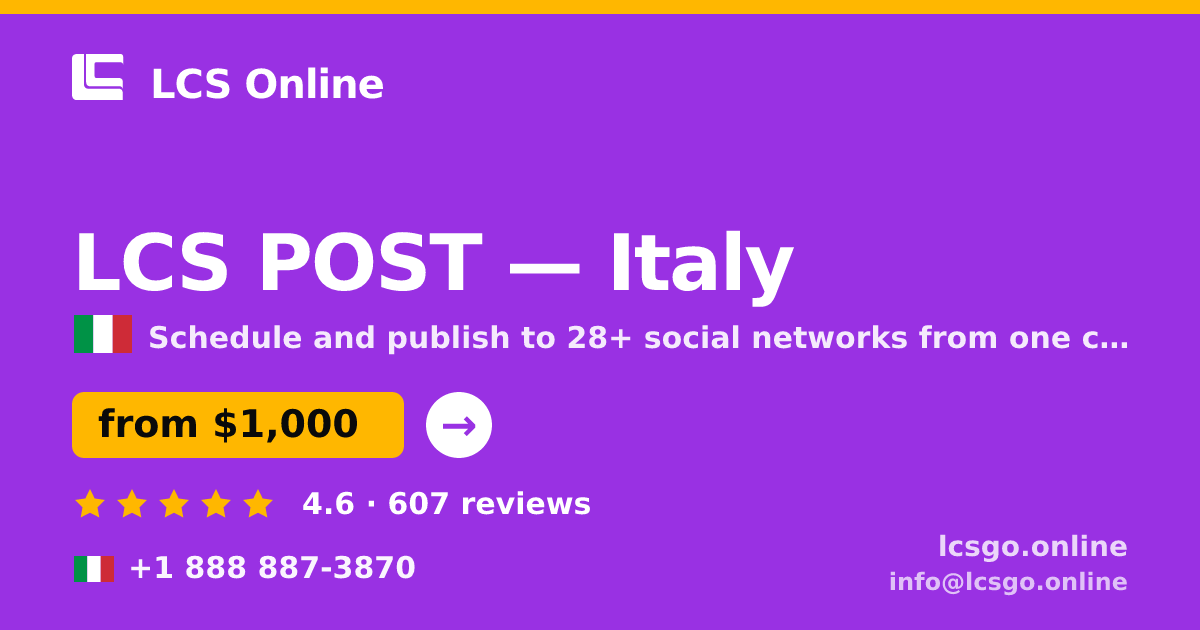 LCS POST in Italy — from $1,000/mo, rated 4.6/5 by 607 clients. LCS Online.
