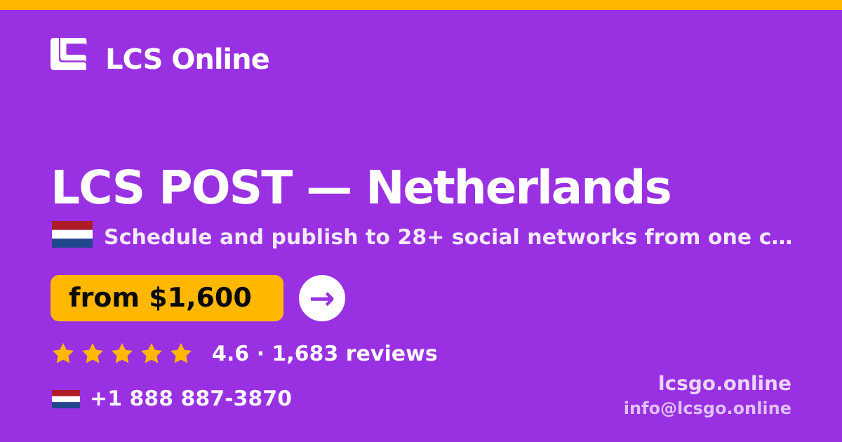 LCS POST in Amsterdam — from $1,500/mo, rated 4.8/5 by 1856 clients. LCS Online.