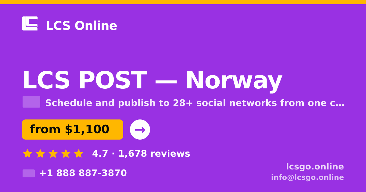 LCS POST in Norway — from $1,100/mo, rated 4.7/5 by 1678 clients. LCS Online.
