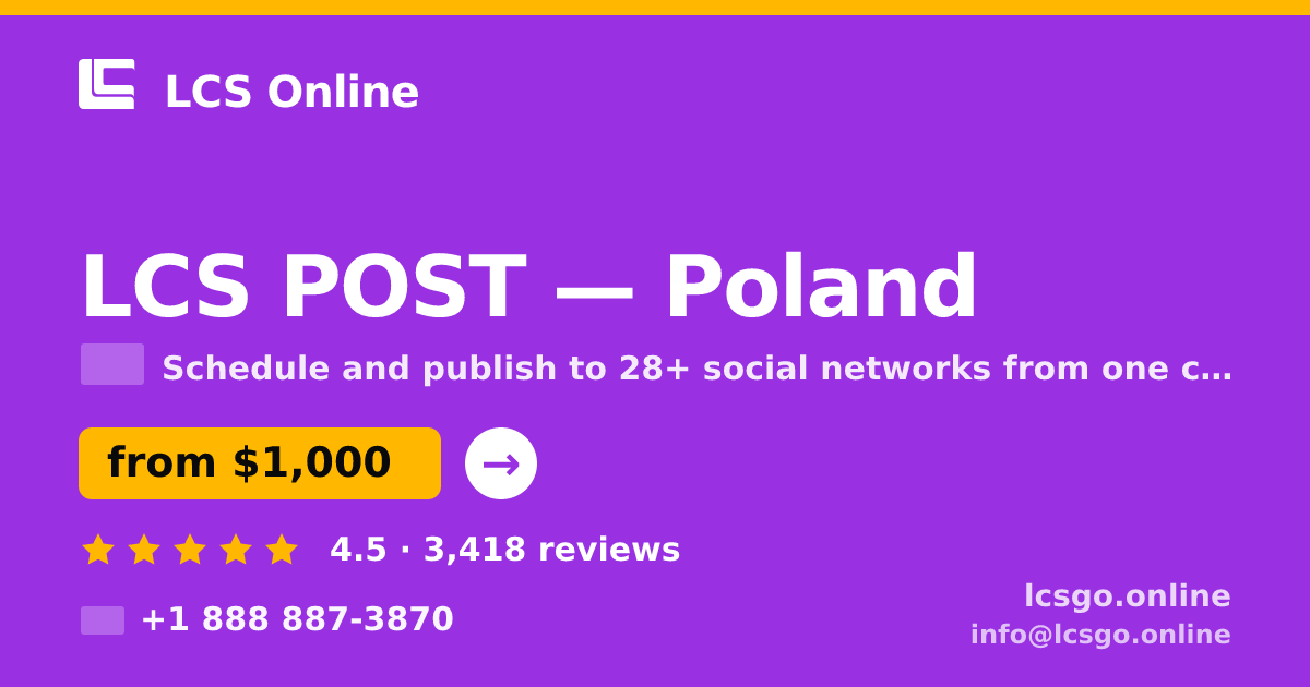 LCS POST in Poland — from $1,000/mo, rated 4.5/5 by 3418 clients. LCS Online.