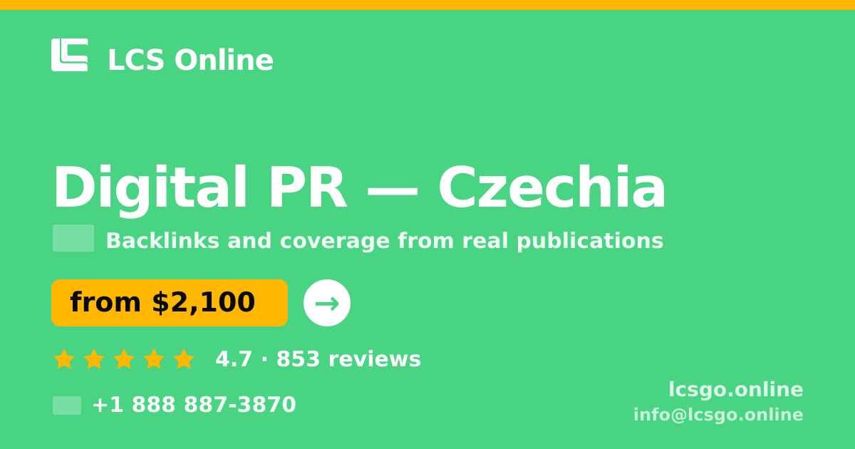 Digital PR in Czechia — from $2,100/mo, rated 4.7/5 by 853 clients. LCS Online.