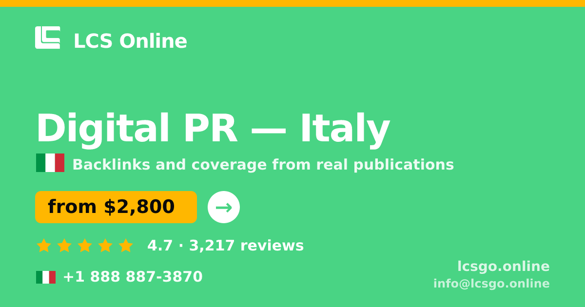 Digital PR in Naples — from $2,900/mo, rated 5/5 by 439 clients. LCS Online.