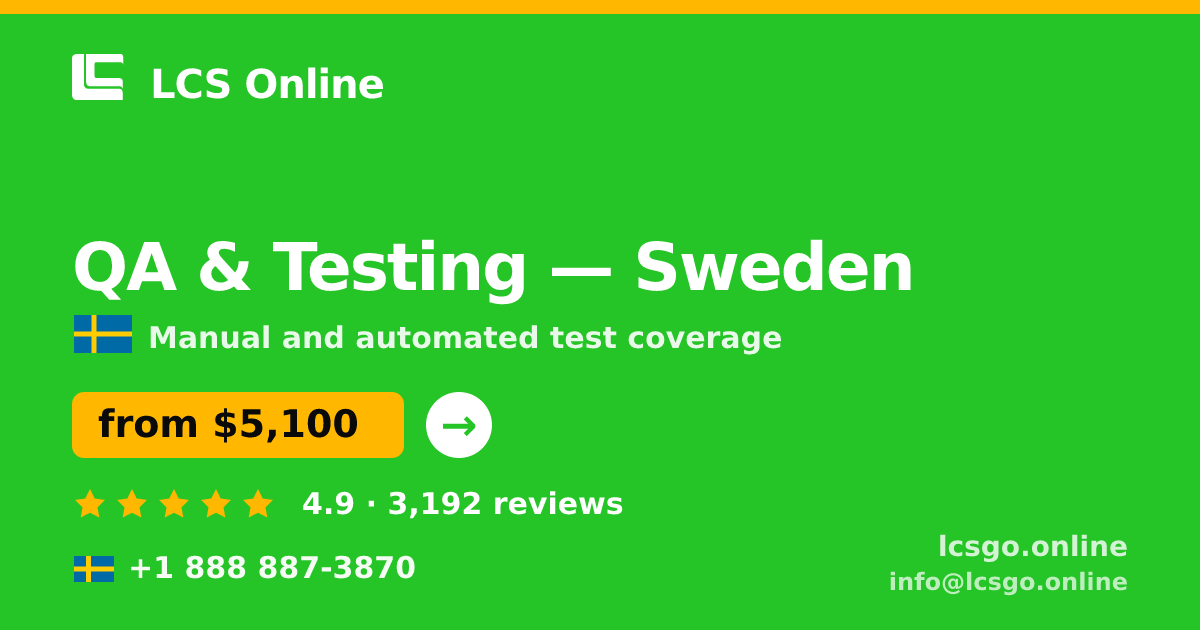 QA & Testing in Gothenburg — from $5,300, rated 4.7/5 by 441 clients. LCS Online.