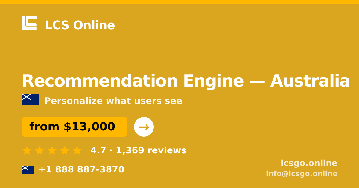 Recommendation Engine in Perth — from $17,500, rated 5/5 by 406 clients. LCS Online.