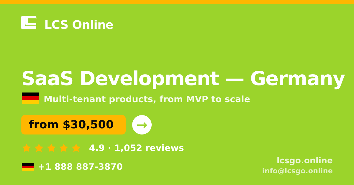 SaaS Development in Hamburg — from $32,500, rated 4.5/5 by 3188 clients. LCS Online.
