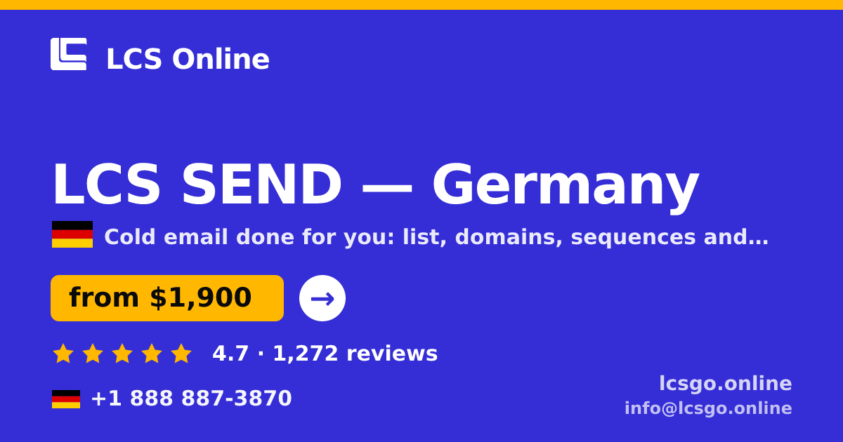 LCS SEND in Germany — from $1,900/mo, rated 4.7/5 by 1272 clients. LCS Online.