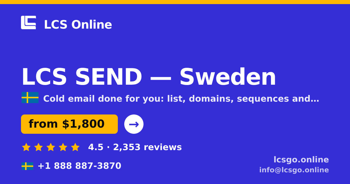 LCS SEND in Sweden — from $1,800/mo, rated 4.5/5 by 2353 clients. LCS Online.