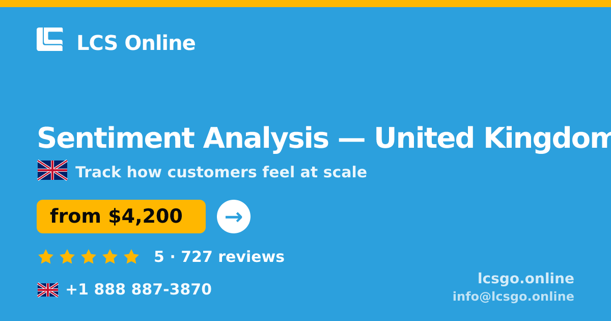 Sentiment Analysis in United Kingdom — from $4,200, rated 5/5 by 727 clients. LCS Online.