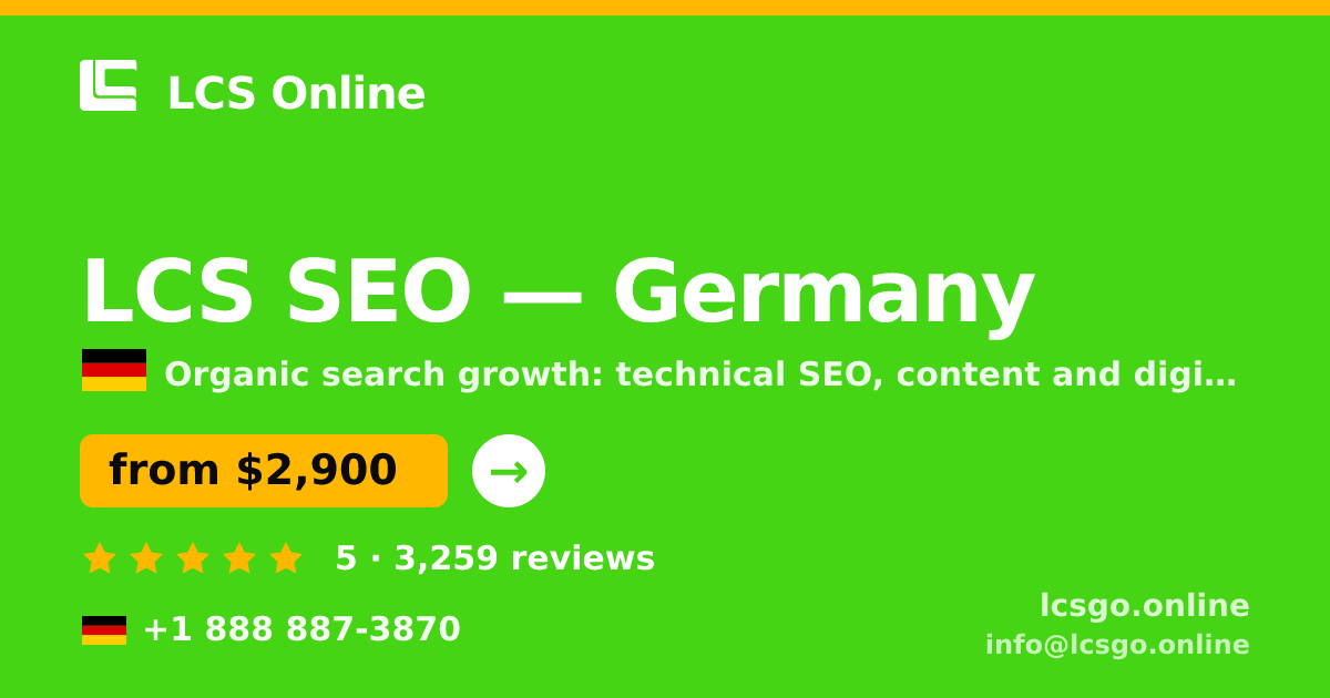 LCS SEO in Germany — from $2,900/mo, rated 5/5 by 3259 clients. LCS Online.