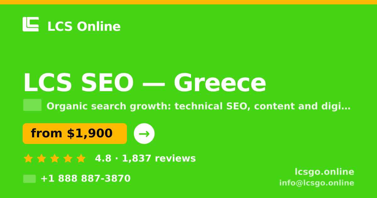 LCS SEO in Greece — from $1,900/mo, rated 4.8/5 by 1837 clients. LCS Online.