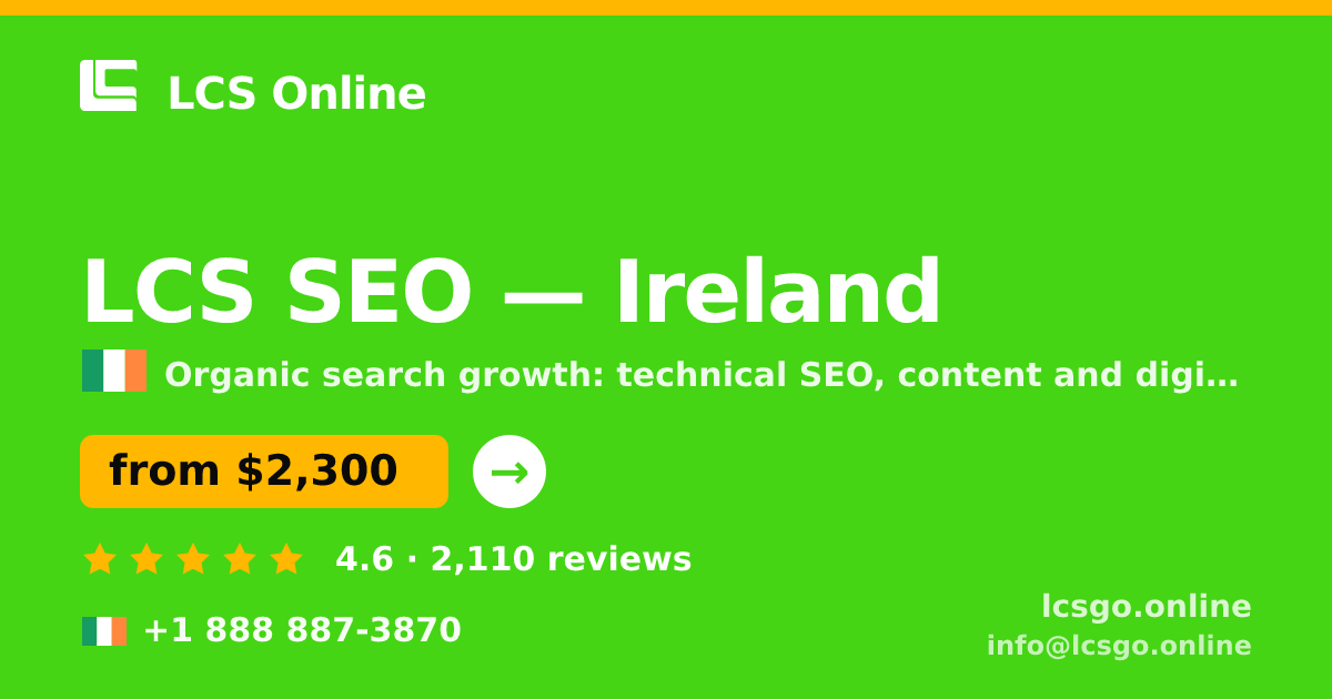 LCS SEO in Cork — from $2,600/mo, rated 4.9/5 by 2212 clients. LCS Online.