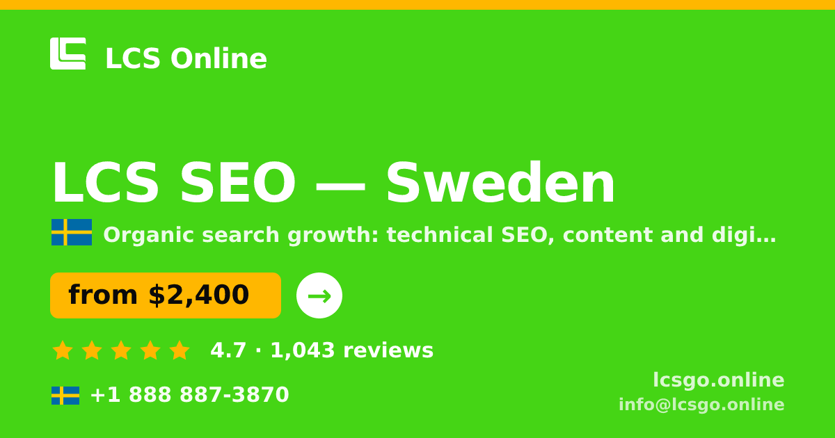LCS SEO in Sweden — from $2,400/mo, rated 4.7/5 by 1043 clients. LCS Online.