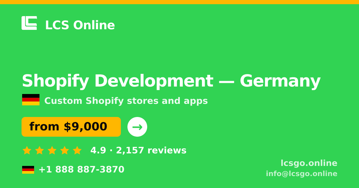 Shopify Development in Munich — from $8,800, rated 4.8/5 by 2055 clients. LCS Online.