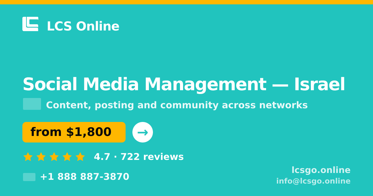 Social Media Management in Jerusalem — from $1,800/mo, rated 4.7/5 by 592 clients. LCS Online.