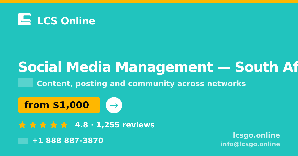 Social Media Management in Durban — from $850/mo, rated 5/5 by 1873 clients. LCS Online.