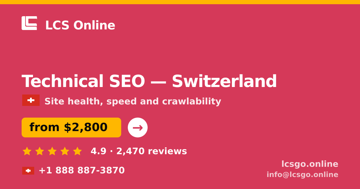 Technical SEO in Zürich — from $2,800, rated 4.9/5 by 1263 clients. LCS Online.