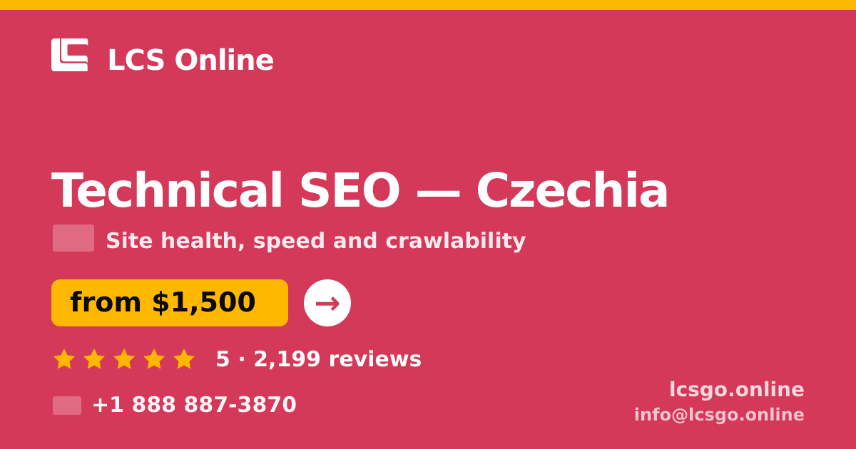 Technical SEO in Czechia — from $1,500, rated 5/5 by 2199 clients. LCS Online.