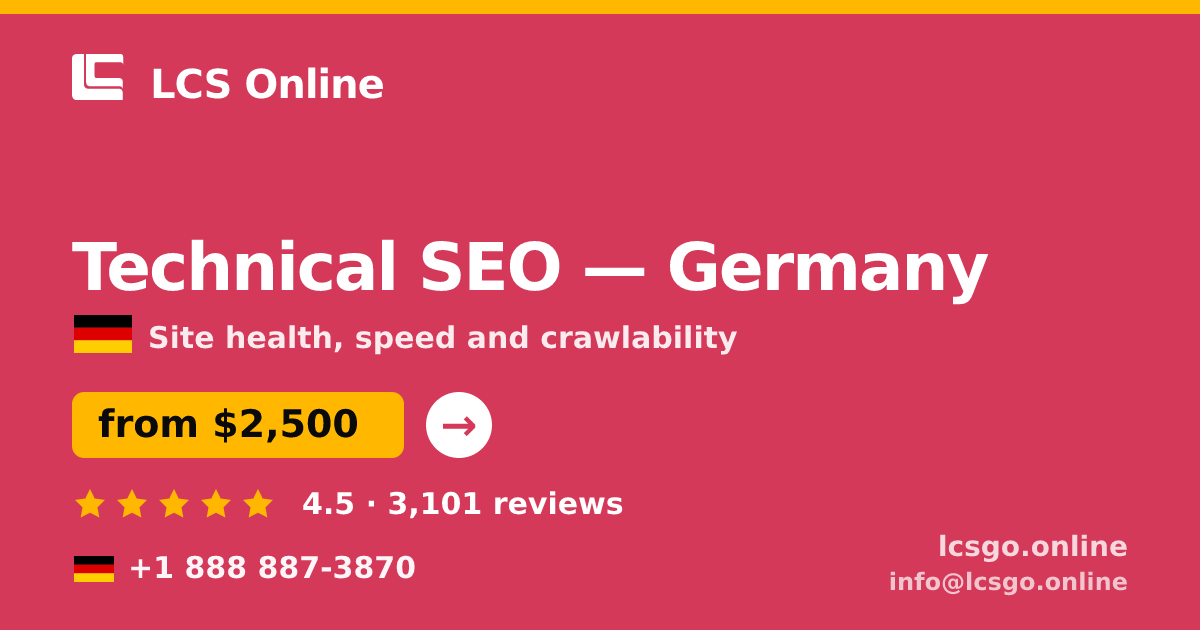 Technical SEO in Munich — from $2,900, rated 4.6/5 by 2758 clients. LCS Online.