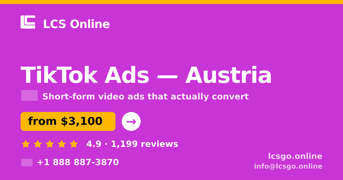 TikTok Ads in Graz — from $2,500/mo, rated 4.8/5 by 1878 clients. LCS Online.