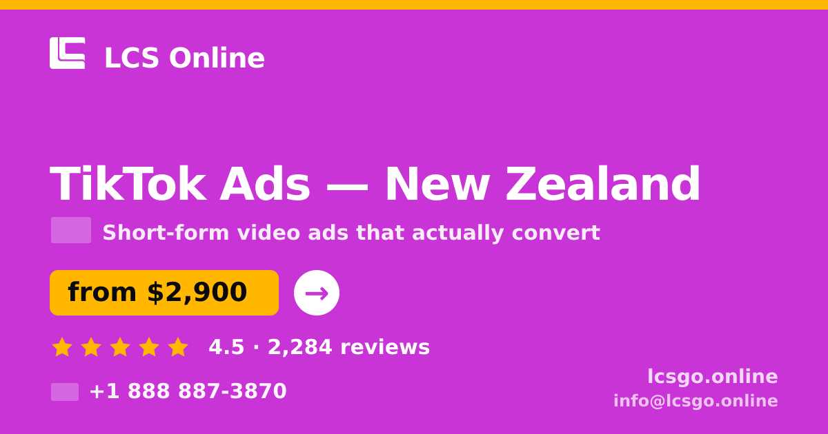 TikTok Ads in Christchurch — from $3,100/mo, rated 4.7/5 by 3348 clients. LCS Online.