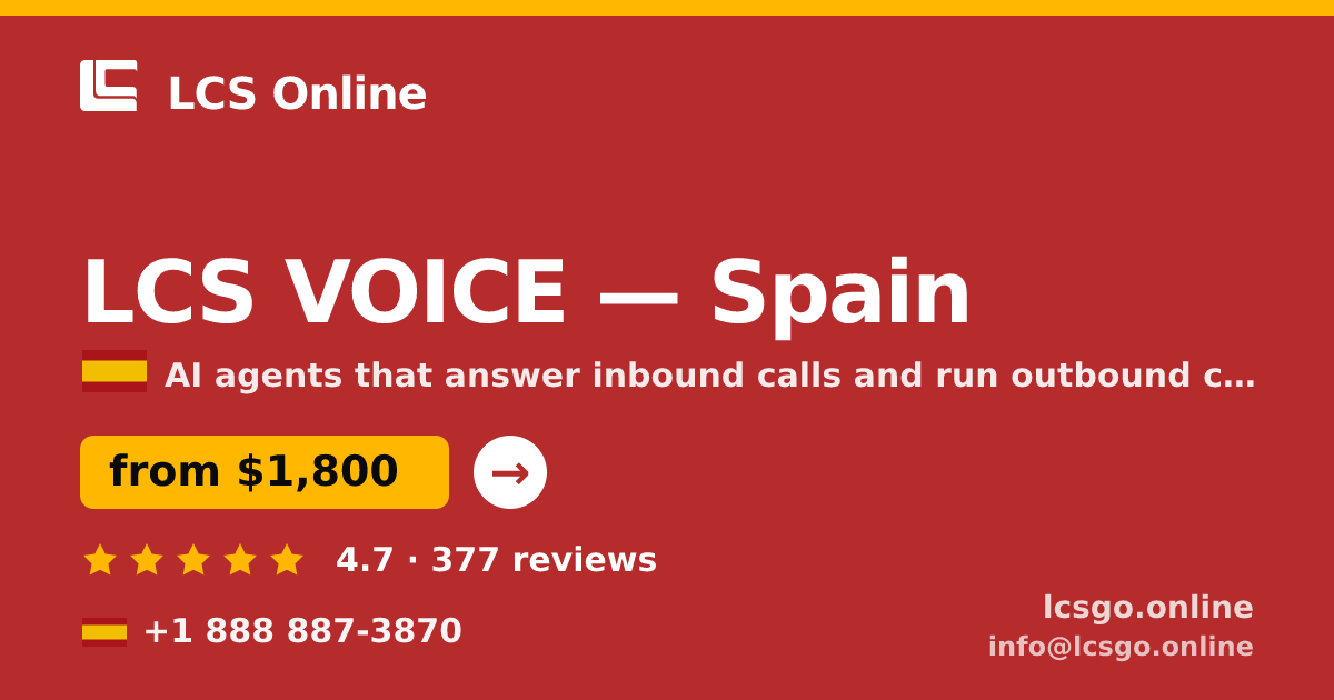 LCS VOICE in Spain — from $1,800/mo, rated 4.7/5 by 377 clients. LCS Online.