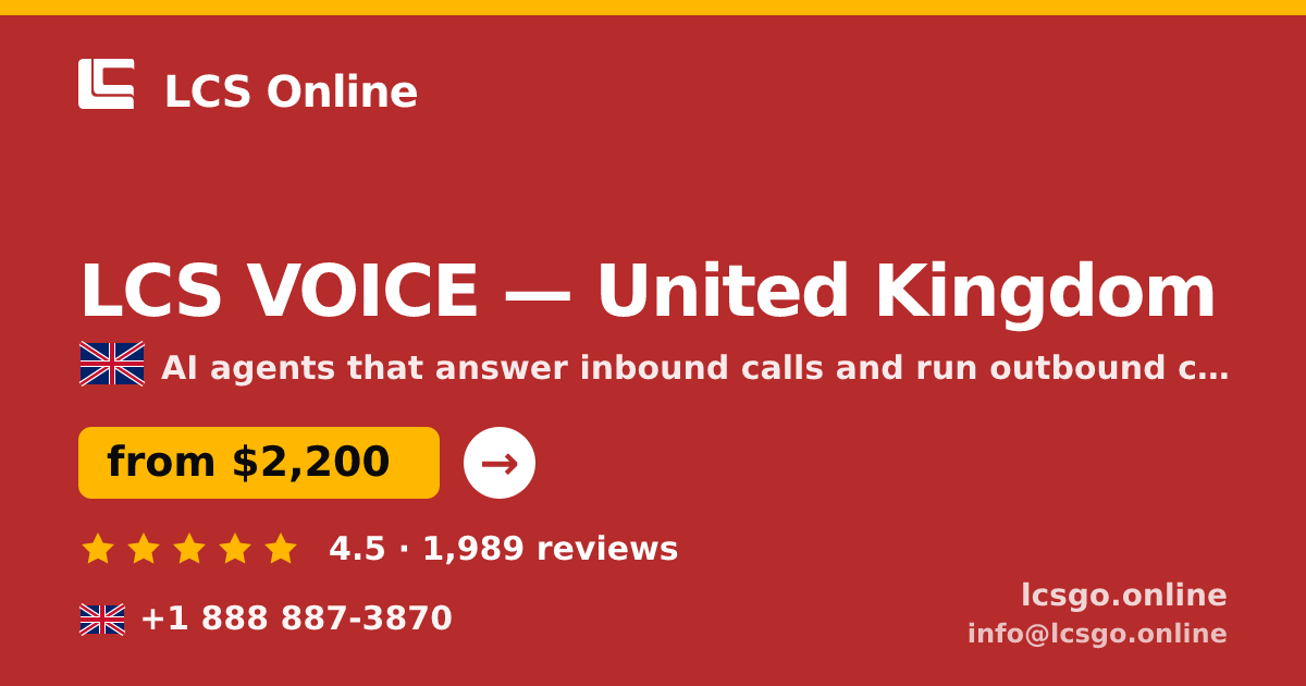 LCS VOICE in United Kingdom — from $2,200/mo, rated 4.5/5 by 1989 clients. LCS Online.