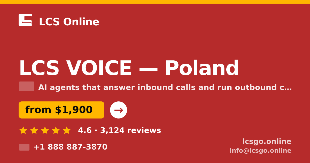 LCS VOICE in Poland — from $1,900/mo, rated 4.6/5 by 3124 clients. LCS Online.