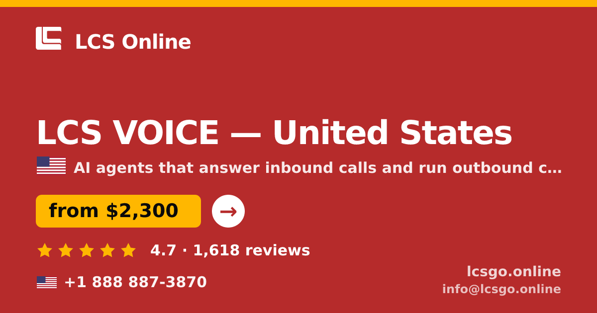 LCS VOICE in United States — from $2,300/mo, rated 4.7/5 by 1618 clients. LCS Online.