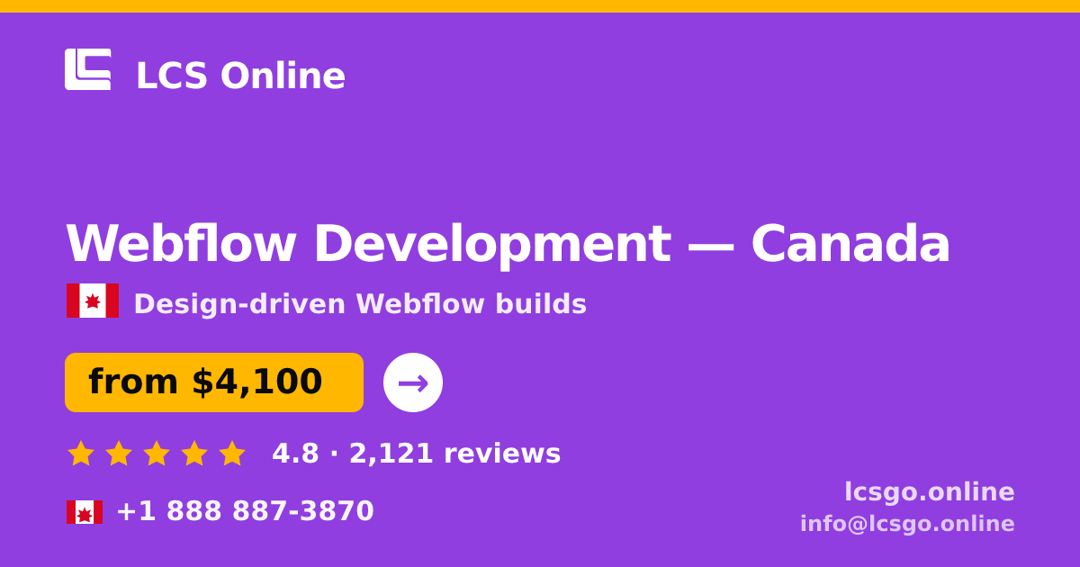 Webflow Development in Canada — from $4,100, rated 4.8/5 by 2121 clients. LCS Online.
