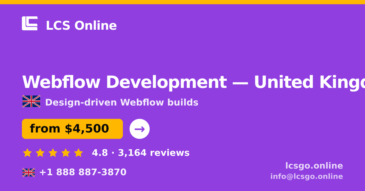 Webflow Development in Glasgow — from $5,800, rated 4.6/5 by 1548 clients. LCS Online.