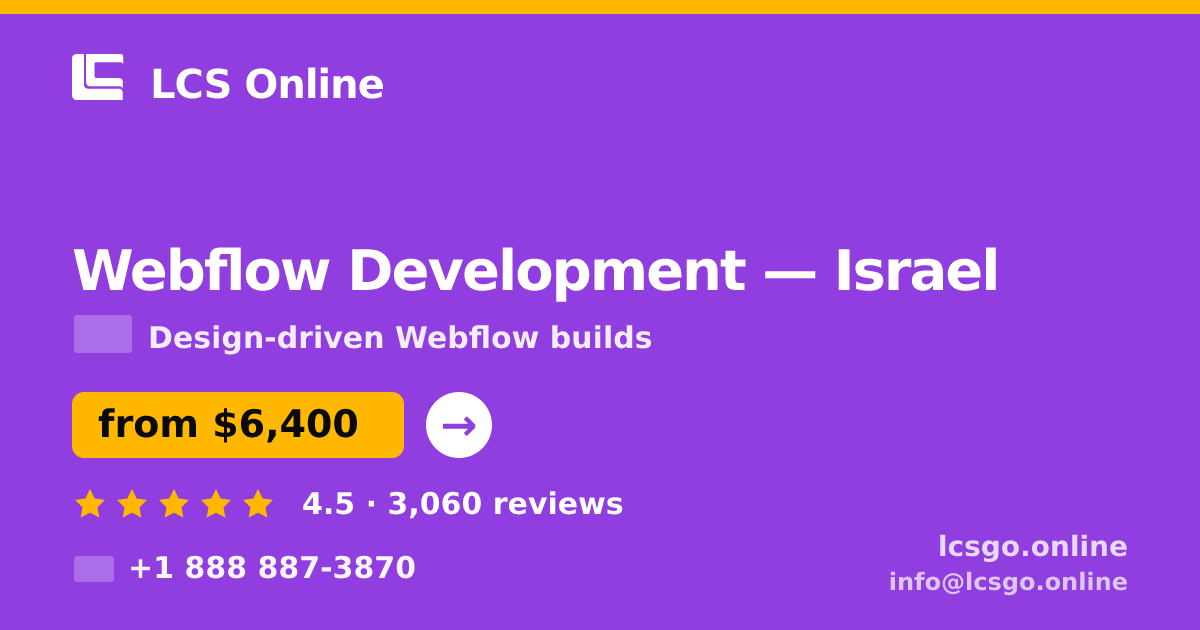 Webflow Development in Jerusalem — from $5,200, rated 5/5 by 1235 clients. LCS Online.